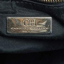 Pre Owned حقيبة يد توتس سي أتش كارولينا هيريرا شوبر جلد نمط مبطن أسود بسلسلة