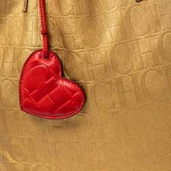 Pre Owned حقيبة يد توتس سي أتش كارولينا هيريرا ماتريوشكا جلد مونوغرامي ذهبي 