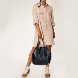 مملوكة مسبقًا CH Carolina Herrera Black Monogram Embossed Leather Shopper Tote