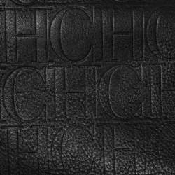 مملوكة مسبقًا CH Carolina Herrera Black Monogram Embossed Leather Shopper Tote
