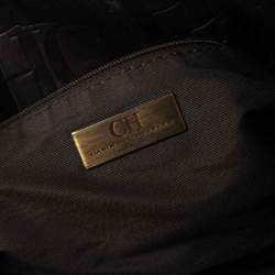 مملوكة مسبقًا حقيبة كتف سي أتش كارولينا هيريرا شعار بطيه شعر عجل طباعة فهد بيج / بني 