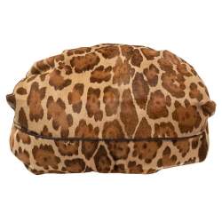 مملوكة مسبقًا حقيبة كتف سي أتش كارولينا هيريرا شعار بطيه شعر عجل طباعة فهد بيج / بني 