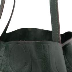 Pre Owned Carolina Herrera Green Monogram Leather Matryoshka Tote