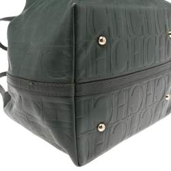 Pre Owned Carolina Herrera Green Monogram Leather Matryoshka Tote