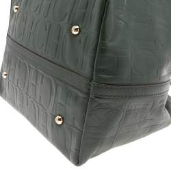 Pre Owned Carolina Herrera Green Monogram Leather Matryoshka Tote