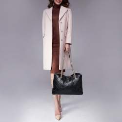 Pre Owned CH Carolina Herrera Black Quilt Pattern Leather Chain Shopper Tote