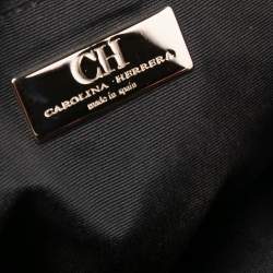 Pre Owned CH Carolina Herrera Black Quilt Pattern Leather Chain Shopper Tote