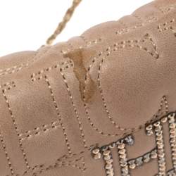 مملوكة مسبقًا CH Carolina Herrera Beige Monogram Quilted Leather Crystal CH Wallet On Chain