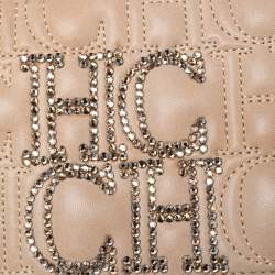 مملوكة مسبقًا CH Carolina Herrera Beige Monogram Quilted Leather Crystal CH Wallet On Chain