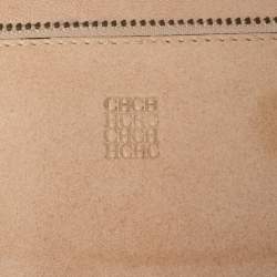 مملوكة مسبقًا CH Carolina Herrera Beige Monogram Quilted Leather Crystal CH Wallet On Chain