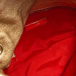 Pre Owned حقيبة كتف سي إتش كارولينا هيريرا جلد ذهبي مبطن بسلسلة وقلاب