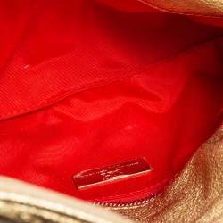 Pre Owned حقيبة كتف سي إتش كارولينا هيريرا جلد ذهبي مبطن بسلسلة وقلاب