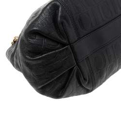 Pre Owned CH Carolina Herrera Black Monogram Leather Chain Hobo