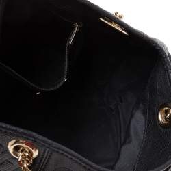 Pre Owned CH Carolina Herrera Black Monogram Leather Chain Hobo