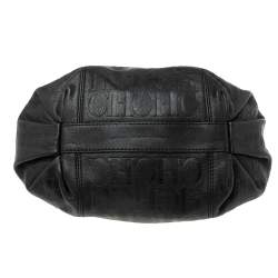 Pre Owned CH Carolina Herrera Black Monogram Leather Chain Hobo