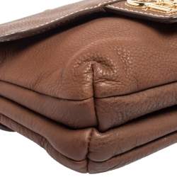 Pre Owned CH Carolina Herrera Brown Leather Double Flap Chain Bag