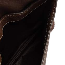 Pre Owned CH Carolina Herrera Brown Leather Double Flap Chain Bag