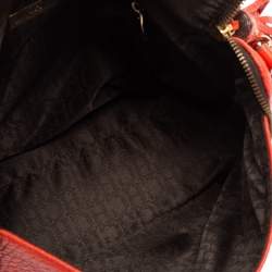 Pre Owned Carolina Herrera Rose Red Leather Zip Hobo