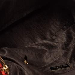 Pre Owned Carolina Herrera Rose Red Leather Zip Hobo