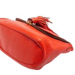 Pre Owned Carolina Herrera Rose Red Leather Zip Hobo