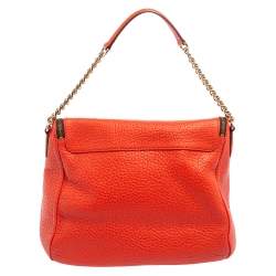 Pre Owned Carolina Herrera Rose Red Leather Zip Hobo