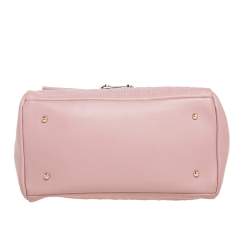 Pre Owned CH Carolina Herrera Light Pink Embossed Leather Flap Top Handle Bag