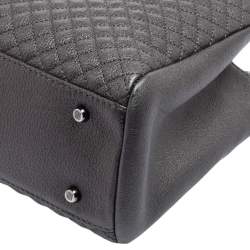 Pre Owned Carolina Herrera Dark Grey Micro Quilted Leather Chain Tote