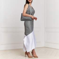 Pre Owned Carolina Herrera Dark Grey Micro Quilted Leather Chain Tote