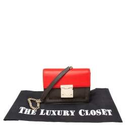 Pre Owned Carolina Herrera Brown/Red Coated Canvas and Leather Small Carry On Bandoulière Bag