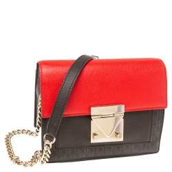 Pre Owned Carolina Herrera Brown/Red Coated Canvas and Leather Small Carry On Bandoulière Bag