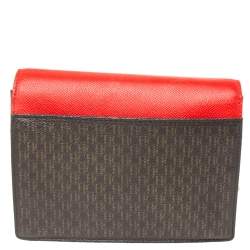 Pre Owned Carolina Herrera Brown/Red Coated Canvas and Leather Small Carry On Bandoulière Bag