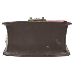 Pre Owned Carolina Herrera Brown/Red Coated Canvas and Leather Small Carry On Bandoulière Bag