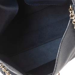 Pre Owned Carolina Herrera Navy Blue Leather Minuetto Flap Top Handle Bag