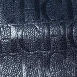 Pre Owned Carolina Herrera Navy Blue Leather Minuetto Flap Top Handle Bag