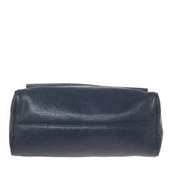 Pre Owned Carolina Herrera Navy Blue Leather Minuetto Flap Top Handle Bag