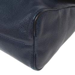 Pre Owned Carolina Herrera Navy Blue Leather Minuetto Flap Top Handle Bag