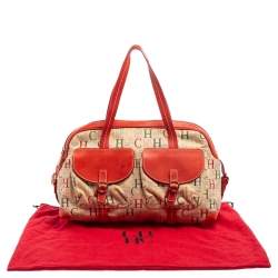 Pre Owned CH Carolina Herrera Multicolor Monogram Canvas Double Pocket Satchel