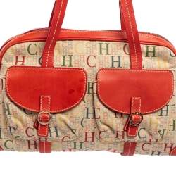 Pre Owned CH Carolina Herrera Multicolor Monogram Canvas Double Pocket Satchel