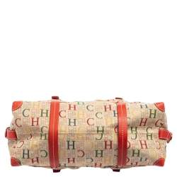 Pre Owned CH Carolina Herrera Multicolor Monogram Canvas Double Pocket Satchel