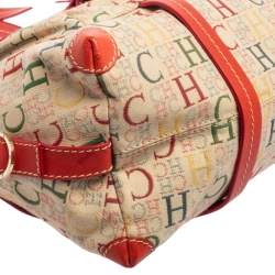 Pre Owned CH Carolina Herrera Multicolor Monogram Canvas Double Pocket Satchel