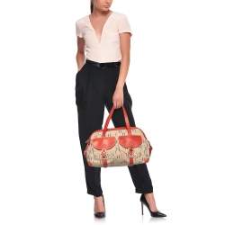 Pre Owned CH Carolina Herrera Multicolor Monogram Canvas Double Pocket Satchel