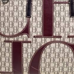 Pre Owned Carolina Herrera Multicolor Monogram Canvas And Leather Shopper Tote