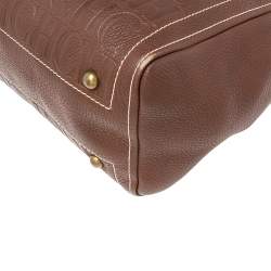 Pre Owned حقيبة بوسطن كارولينا هيريرا أندي جلد منقوش مونوغرامي بنية