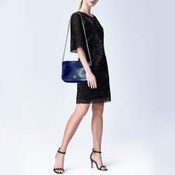 Pre Owned حقيبة كتف سي أتش كارولينا هيريرا جلد أزرق كحلي بسلسلة وقلاب 