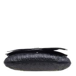 Carolina Herrera Black Embossed Leather Audrey Bow Flap Shoulder Bag