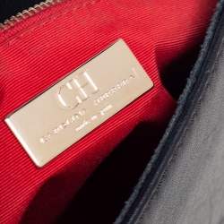 Pre Owned CH Carolina Herrera Navy Blue Leather Chain Flap Shoulder Bag