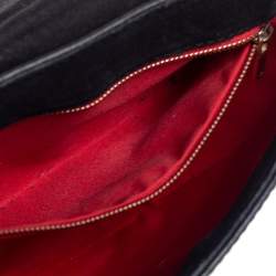 Pre Owned CH Carolina Herrera Navy Blue Leather Chain Flap Shoulder Bag