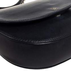 Pre Owned CH Carolina Herrera Navy Blue Leather Chain Flap Shoulder Bag