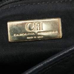 Pre Owned CH Carolina Herrera Monogram Embossed Leather Chain Hobo