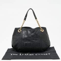 Pre Owned CH Carolina Herrera Monogram Embossed Leather Chain Hobo
